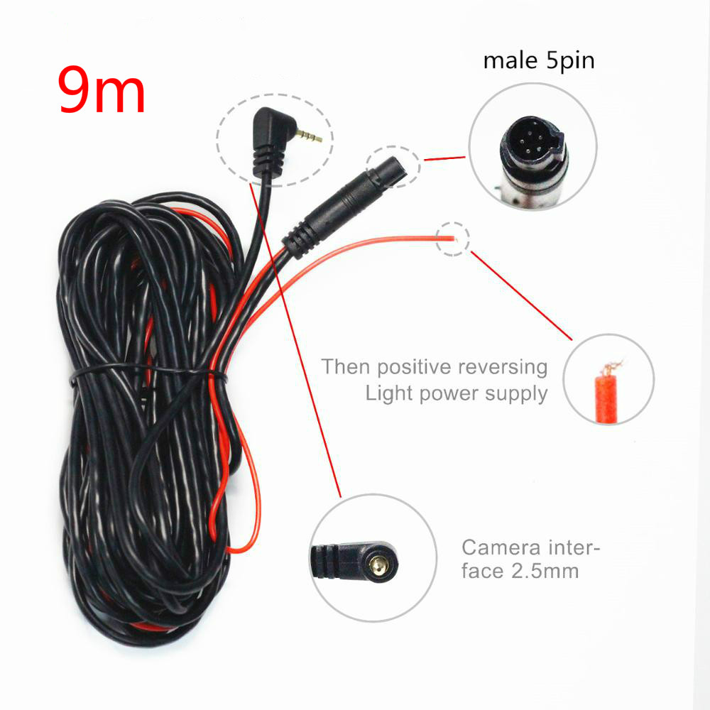 Car rear view DVR camera 5-pin to 2.5mm extension cable5